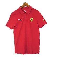 プーマ PUMA フェラーリ Ferrari コラボ ポロシャツ ロゴ ワッペン コットン 半袖 XS 赤 レッド 小さいサイズ 国内正規品