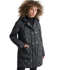 ダナ キャラン ニューヨーク レディース アウター ジャケット・ブルゾン キルティング コート DKNY Womens Hooded Toggle Quilted Coat Black ブラックのサムネイル