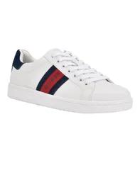 ゲス メンズ シューズ スニーカー レース GUESS Mens Letoro Low Top Lace Up Casual Sneakers White Denim Red ホワイトのサムネイル