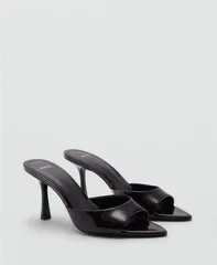 マンゴ レディース シューズ サンダル レザー ヒール MANGO Womens Patent Leather HighHeeled Sandals Burgundy バーガンディのサムネイル