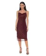 ベベ レディース トップス ワンピース ミディワンピース ミディ Bebe Womens Pleat Cowl Midi Dress Red レッド