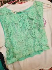 新品♡hanky panky♡シグニチャーレース♡M♡ミント♡ 半袖トップス