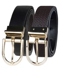 カルバンクライン レディース アクセサリー ベルト Calvin Klein Womens Embossed Casual Reversible Belt Blackbrown ブラックのサムネイル
