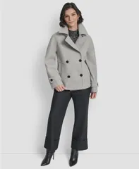 ダナ キャラン ニューヨーク レディース アウター ジャケット・ブルゾン コート DKNY Womens Short Double Breasted Collared Coat PXSXXL Lighのサムネイル