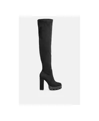 ロンドンラグ レディース シューズ ブーツ・レインブーツ スエード ブーツ London Rag maple faux suede Over the Knee boots Black ブラック
