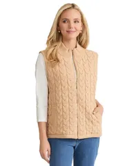 ジョーンズニューヨーク レディース アウター ニット・セーター ベスト Jones New York Womens CableKnit ZipFront Vest Cafe Au Lait