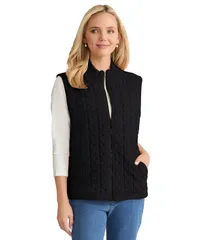 ジョーンズニューヨーク レディース アウター ニット・セーター ベスト Jones New York Womens CableKnit ZipFront Vest Black ブラック