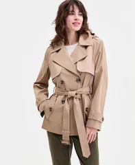 ロンドンフォグ レディース アウター ジャケット・ブルゾン プチ コート London Fog Petite Short DoubleBreasted Belted Trench Coat BRITIのサムネイル