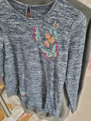 一点物！手描き風刺繍【中指サボテンとドライブ】アシメオーバーシャツ 