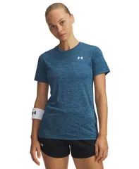 アンダーアーマー レディース トップス シャツ 半袖 Under Armour Womens Tech Twist ShortSleeve Top Wham BlueWhite ホワイトのサムネイル