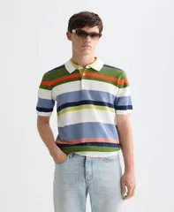 スコッチアンドソーダ メンズ トップス ポロシャツ ニット SCOTCH SODA Menstriped Knitted Polo Shirt Off white stripe オフホワイトのサムネイル