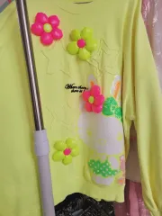 輸入ハローキティ キャラクター 蛍光 イエロー スウェット Tシャツ