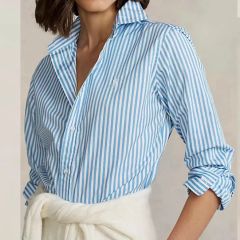 美品】❤️Ralph Lauren リネンストライ プシャツ グリーンポニーXS