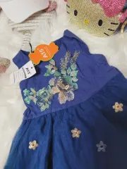 A15 子供用 ネイビー 花刺繍 ONE PIECE 3Tシャツ