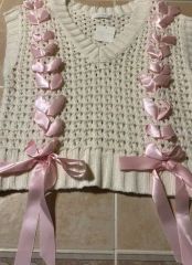 美品】スタイリスト stylist苦楽園 リボンニットベスト 黒