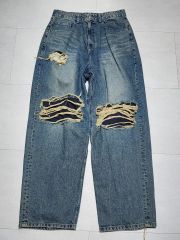 ZARA ザラ 極太デニム 44 バギー バルーン ダメージジーンズ 穴あき