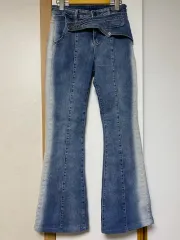 y2k スリム ブーツカット サイド ウォッシュ ハイウエスト パンツ