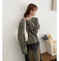 ラウンドネック 紐 ニット 新品