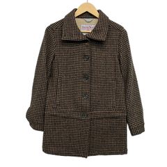 BEAMS ハリスツイード ウール コート ジャケット 千鳥格子 ブラウン