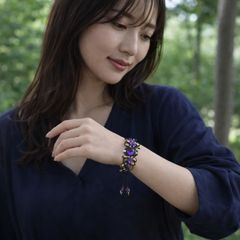 アメジスト マクラメ編み ブレスレット シルク製 美品 一点物 - メルカリ