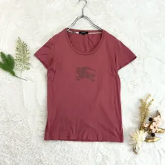 日本製 BURBERRY LONDON バーバリーロンドン 半袖 Tシャツ カットソー ラインストーン ホース ビックロゴ ピンク系 レディース 三陽商会