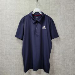 adidas 半袖ポロシャツ ボーダー柄 スポーツ ブルー/ZW115 - メルカリ