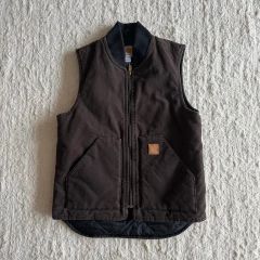 希少】Carhartt カーハート ダックベスト 裏ボア V33 ブラウン - メルカリ