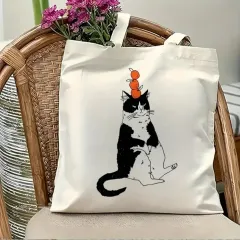 新品) 猫プリント トートバッグ