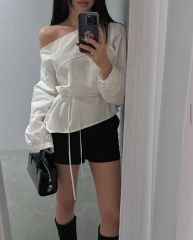 ♡ amerge 2way offsholder ribbon blouse ♡ - メルカリ