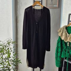 GALERIE VIEリブニットロングカーディガン 羽織り ワンピースにも 紺