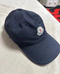 ✨美品✨MONCLER キャップ ロゴワッペン トリコロール 浅め ネイビー