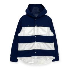 FRED PERRY ダブルジップフーディーパーカー ボーダー 紺白/RW282 