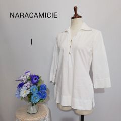 NARACAMICIE ナラカミーチェ スキッパーネックロングブラウス レース 