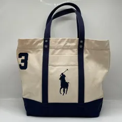 BN8628□ポロラルフローレン キャンバス トートバッグ ビッグポニー ネイビー