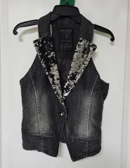 GUESS（ゲス）レディース デニム ブラック ベスト XS（新品）のサムネイル