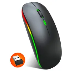 【Amazon.co.jp限定】マウス 無線 OUTUXED 薄型 小型 ワイヤレスマウス 【驚きのスリム＆静音設計】 Type-C 充電式 2.4GHz Bluetooth 5.4 3段階DPI切替 省エネ 瞬時接続 7色ライト付き 小型 光学式  ...