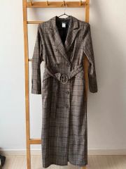 新品】プルミエ アロンディスモン 麻 リネン グレンチェック ガウン