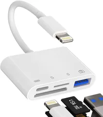 4in1 iPhone SDカードリーダー【MFi認証製品】Lightning/Type C カメラカードリーダー USB/SD/TF変換アダプタ 急速充電 データ移行保存 | 高速読み取り・転送（双方向） ビデオ/資料/写真 設定不要 （iOS9~ ...