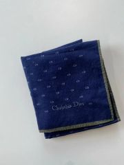 Christian Dior シルクスカーフ CDロゴ 格子柄 トロッターブルー