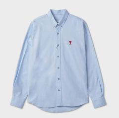 AMI Parisオックスフォードシャツ ハートロゴ ライトブルー M 美品