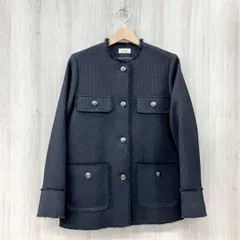 IENA/イエナ/ノーカラージャケット/23-010-900-97 10-1-0/ノーカラーツイードジャケット/ブラック/サイズ38