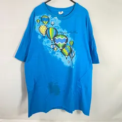 90～00's ヴィンテージ古着Tシャツ 気球プリント ライトブルー  DELTAボディ
