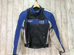 elf レーシングライダースジャケット ブラック ブルー サイズM 