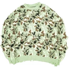 Danke Schon ダンケシェーン CAMO KNIT CREWNECK ダメージ加工 カモフラージュクルーネックニット Free モスグリーン セーター サンプル品 トップス g26356のサムネイル