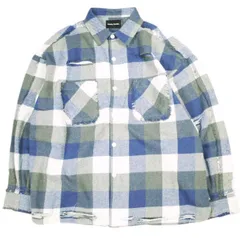 新品 Danke Schon ダンケシェーン 25AW FLANNEL DAMAGE SHIRTS BLOCK ダメージ加工 フランネルチェックシャツ UNS24033B-0DS L BLUE 長袖 トップス g26334のサムネイル