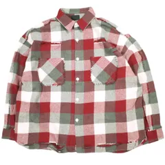 新品 Danke Schon ダンケシェーン 25AW FLANNEL DAMAGE SHIRTS BLOCK ダメージ加工 フランネルチェックシャツ UNS24033B-DS L RED 長袖 トップス g26335のサムネイル