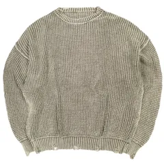 Danke Schon ダンケシェーン PIGMENT STONEWASH DAMAGE AZE CREWNECK ストーンウォッシュ ダメージ加工畦編みクルーネックニット Free BROWN BEIGE セーター オーバーサイズ トップス g26365のサムネイル