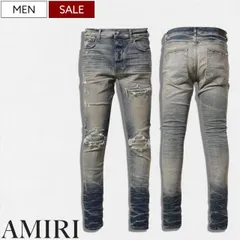 【定価275,000円(税込)】AMIRI -アミリ- ヴィンテージの風合いと構築的なデザインが絶妙なバランスで同居する一本！拘りぬいたクラッシュ＆リペア加工 スーパーストレッチ デニムパンツ ジーンズ  ウォッシュデニム MX1 SRPS24MDS013 S