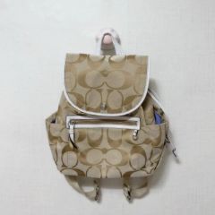 美品COACH ポピー メタリックシグネチャー バックパック ピンク - メルカリ