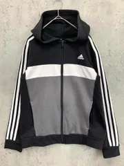 adidas アディダス IB4094 裏起毛 ジップアップ パーカー size150/黒 ■■ キッズ